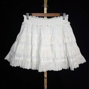 NWT Cleobella Elle Mini Skirt White Ruffles L
